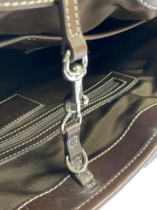 【中古品】【メンズ/レディース】 COACH コーチ シグネチャー ヘリテージ トートバッグ 70336 バッグ カバン 180-251106-jt-17-min カラー：ブラウン 万代Net店