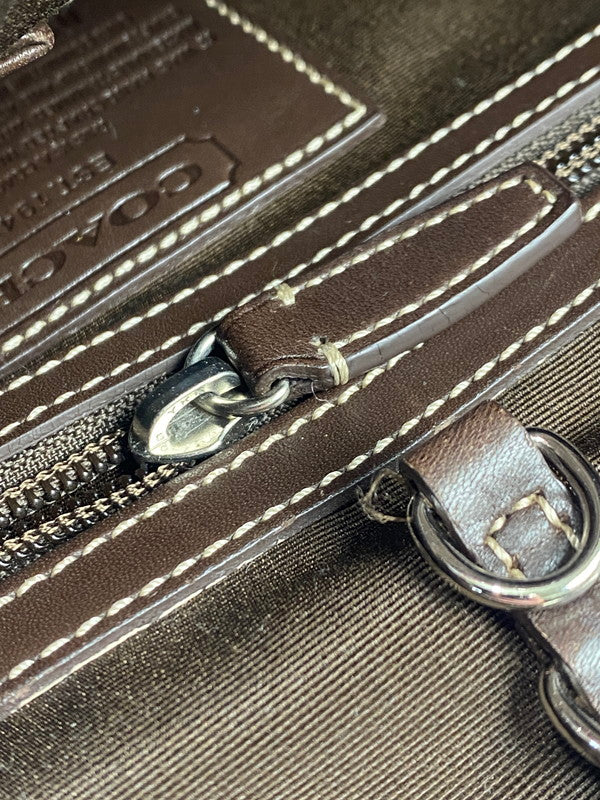 【中古品】【メンズ/レディース】 COACH コーチ シグネチャー ヘリテージ トートバッグ 70336 バッグ カバン 180-251106-jt-17-min カラー：ブラウン 万代Net店