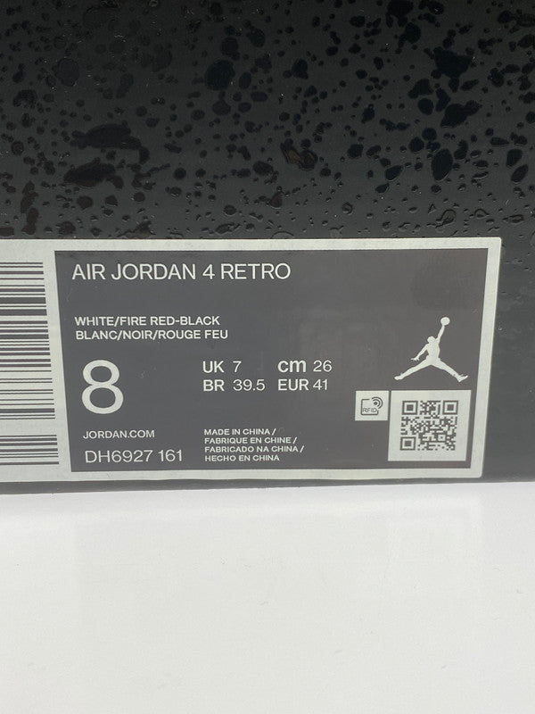 【中古品】【メンズ】 NIKE ナイキ AIR JORDAN 4 RETRO RED CEMENT DH6927-161 エアージョーダン4 レトロ レッド セメント スニーカー 靴 160-251030-jt-04-min サイズ：US 8 26.0cm カラー：WHITE/FIRE-RED－BLACK 万代Net店