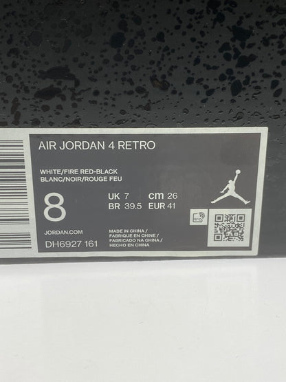 【中古品】【メンズ】 NIKE ナイキ AIR JORDAN 4 RETRO RED CEMENT DH6927-161 エアージョーダン4 レトロ レッド セメント スニーカー 靴 160-251030-jt-04-min サイズ：US 8 26.0cm カラー：WHITE/FIRE-RED－BLACK 万代Net店