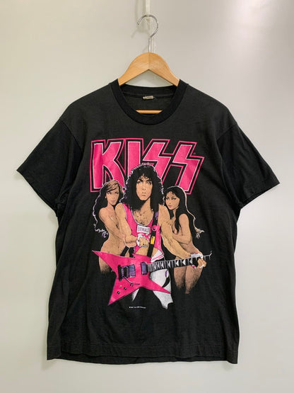 【中古品】【メンズ】 KISS c1987 LIFE IS SEX PRINT TEE ロック Tシャツ メンズ バンドTシャツ メンズ キッス ツアー バンド Tシャツ 146-251029-em-05-min サイズ：L カラー：ブラック 万代Net店