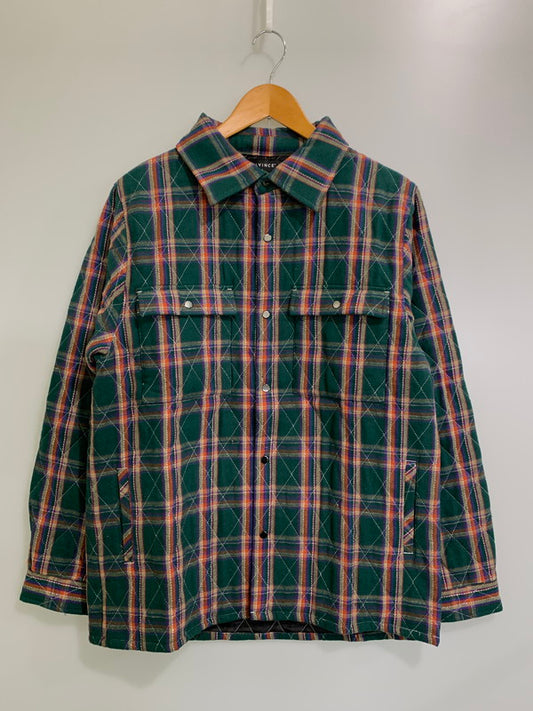 【中古品】【メンズ】 MLVINCE メルヴィンス OUILTED CHECK SHIRT JACKET GREEM キルテッドチェックシャツジャケット 142-251112-zi-14-min サイズ：L カラー：グリーン系 万代Net店
