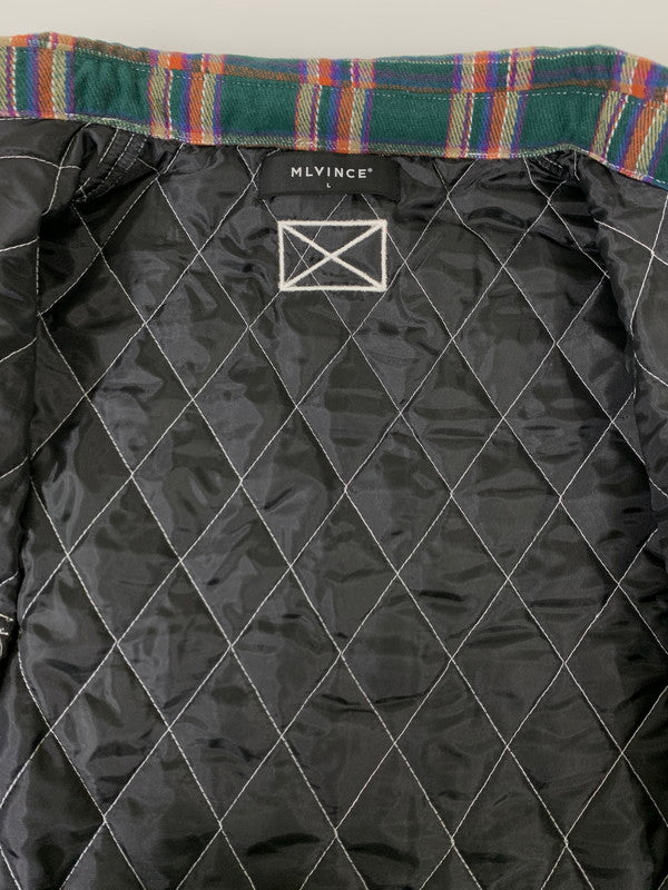 【中古品】【メンズ】 MLVINCE メルヴィンス OUILTED CHECK SHIRT JACKET GREEM キルテッドチェックシャツジャケット 142-251112-zi-14-min サイズ：L カラー：グリーン系 万代Net店