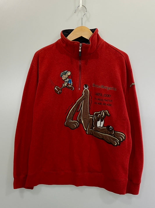 【中古品】【メンズ】 DOLCE MARGARITA ドルチェ・マルガリータ HALF ZIP FLEECE ハーフジップ フリース スウェット 146-260813-ta-03-min サイズ：LL カラー：レッド 万代Net店