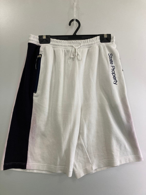 【現状渡し品】【メンズ】 STATE PROPERTY ステイト プロパティ SWEAT HALF PANTS スウェットハーフパンツ 157-260104-zi-38-min サイズ：XXL カラー：ホワイト/ブラック 万代Net店