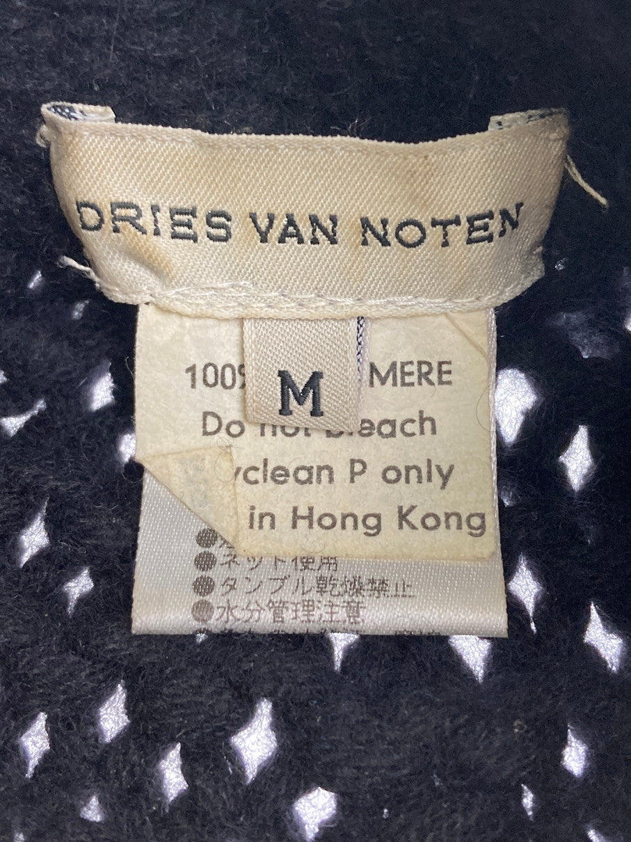 【中古品】【メンズ】 DRIES VAN NOTEN ドリスヴァンノッテン CASHMERE LOW GAUGE KNIT 3651-6005 カシミヤ ローゲージニット ライカ期 トップス 141-251107-yn-01-min サイズ：M カラー：ブラック 万代Net店