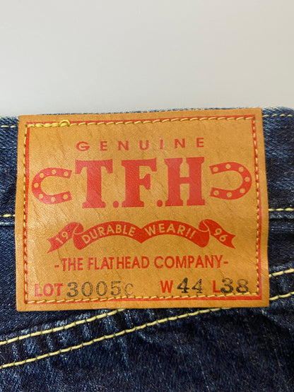 【未使用品】【メンズ】 THE FLAT HEAD ザフラットヘッド STRAIGHT JEANS 3005C ストレートジーンズ ボトムス ボタンフライ ストレート デニムパンツ 156-251030-kk-33-min サイズ：44 カラー：インディゴ 万代Net店