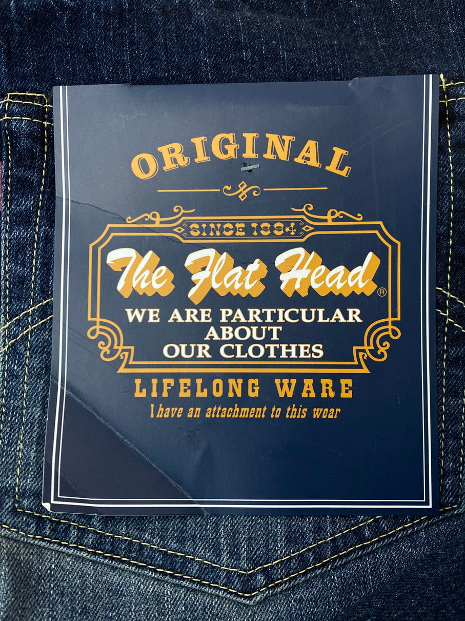 【未使用品】【メンズ】 THE FLAT HEAD ザフラットヘッド STRAIGHT JEANS 3005C ストレートジーンズ ボトムス ボタンフライ ストレート デニムパンツ 156-251030-kk-33-min サイズ：44 カラー：インディゴ 万代Net店