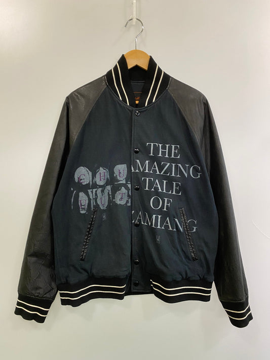 【中古品】【メンズ】 UNDERCOVER アンダーカバー 06SS T期 LEATHER DOCKING STADIUM JACKET 6S258-B12 レザー ドッキング スタジアムジャケット アウター スタジャン 140-251030-kk-28-min サイズ：2 カラー：ブラック/ネイビー 万代Net店