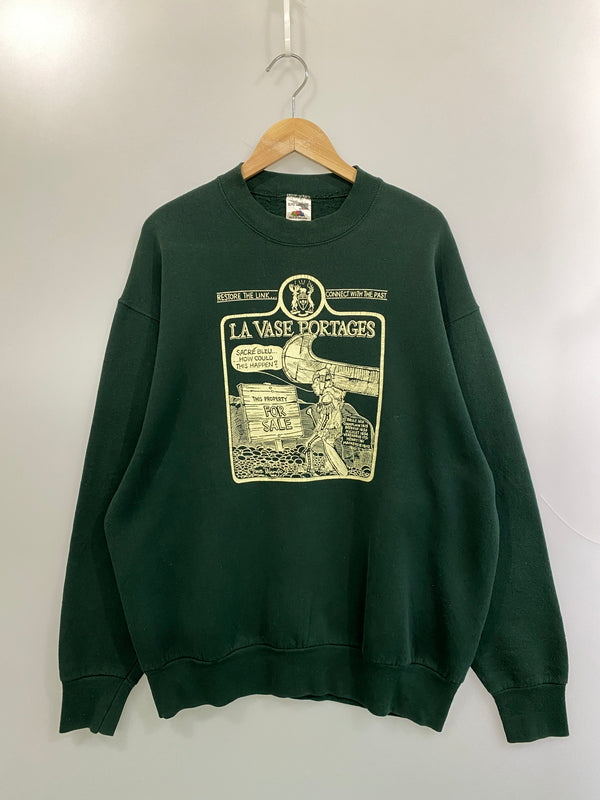 【中古品】【メンズ】 FRUIT OF THE LOOM フルーツオブザルーム 90's LA VASE PORTAGES SWEATSHIRT 90年代 スウェットシャツ トレーナー トップス 146-260715-yn-11-min サイズ：XL カラー：グリーン 万代Net店