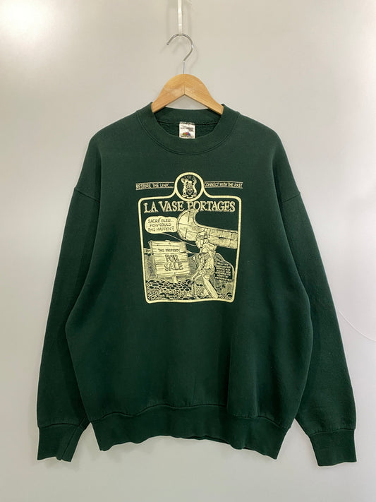 【中古品】【メンズ】 FRUIT OF THE LOOM フルーツオブザルーム 90's LA VASE PORTAGES SWEATSHIRT 90年代 スウェットシャツ トレーナー トップス 146-260715-yn-11-min サイズ：XL カラー：グリーン 万代Net店