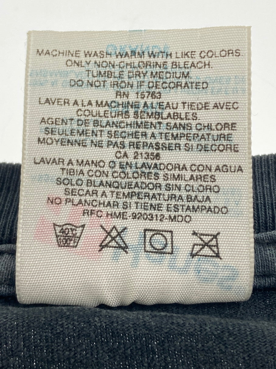 【中古品】【メンズ】 A BATHING APE アベイシングエイプ 初期HANESボディ 90S APE SHALL NEVER KILL APE Tシャツ トップス 146-251106-jt-29-min サイズ：L カラー：ブラック 色あせ 万代Net店