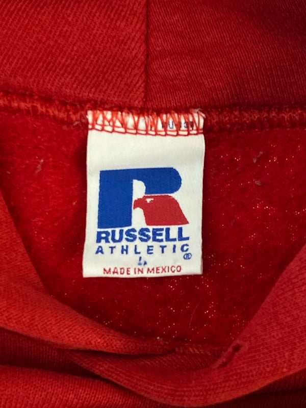 【現状渡し品】【メンズ】 RUSSELL ATHLETIC ラッセルアスレチック 90S メキシコ製 IOWA STATE HOODIE プルオーバーパーカー 146-260718-AS-51-min サイズ：L カラー：レッド/イエロー 万代Net店