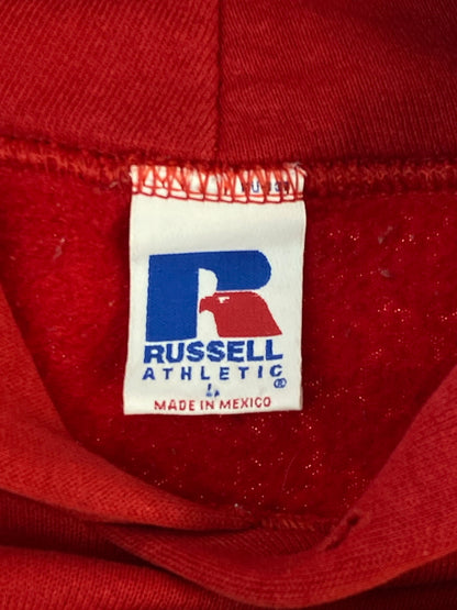 【現状渡し品】【メンズ】 RUSSELL ATHLETIC ラッセルアスレチック 90S メキシコ製 IOWA STATE HOODIE プルオーバーパーカー 146-260718-AS-51-min サイズ：L カラー：レッド/イエロー 万代Net店