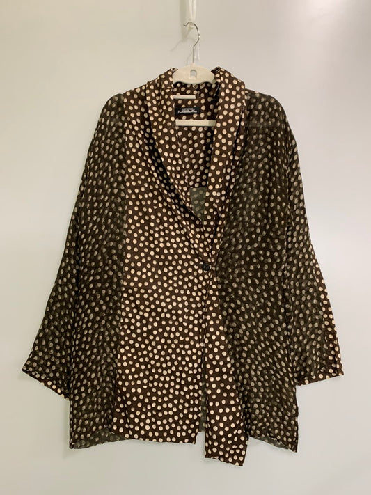 【中古品】【レディース】 ISSEY MIYAKE イッセイミヤケ PE51-FD179 DOT SILK JACKET ドット シルク ジャケット ライトアウター 170-251101-AS-48-min サイズ：M カラー：ブラウン 万代Net店