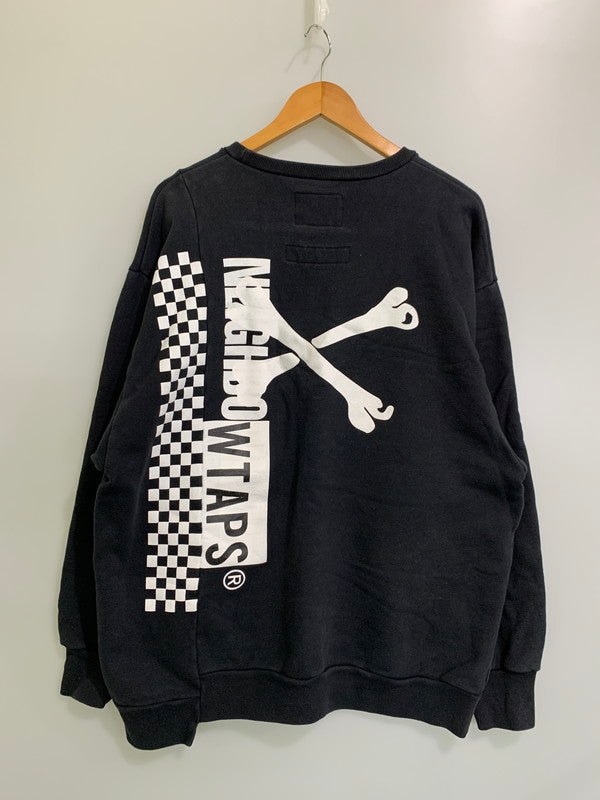 【中古品】【メンズ】 WTAPS ダブルタップス 192ATNHD-CSM02S xNEIGHBORHOOD 19AW RIPPER CREW NECK SWEATSHIRT クルーネック スウェットシャツ トレーナー 142-251101-AS-36-min サイズ：03 カラー：ブラック 万代Net店