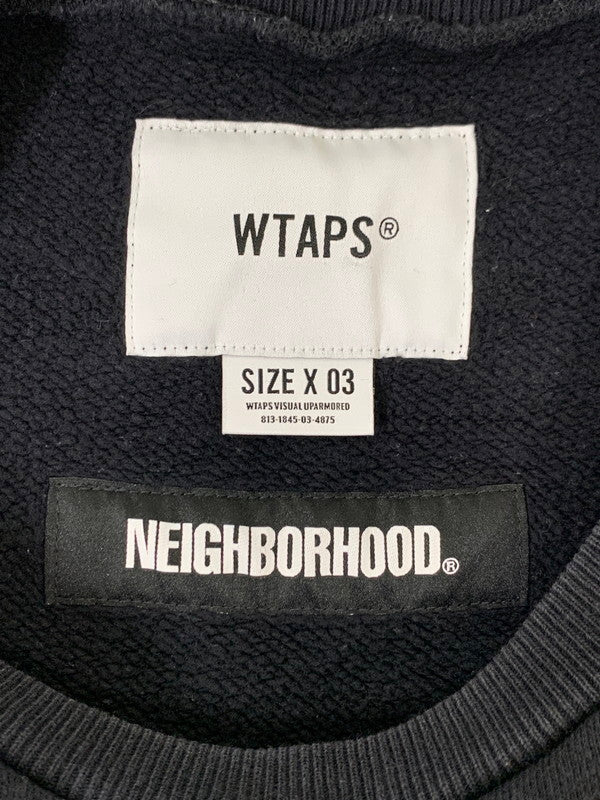 【中古品】【メンズ】 WTAPS ダブルタップス 192ATNHD-CSM02S xNEIGHBORHOOD 19AW RIPPER CREW NECK SWEATSHIRT クルーネック スウェットシャツ トレーナー 142-251101-AS-36-min サイズ：03 カラー：ブラック 万代Net店