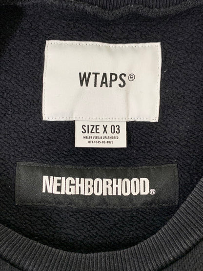 【中古品】【メンズ】 WTAPS ダブルタップス 192ATNHD-CSM02S xNEIGHBORHOOD 19AW RIPPER CREW NECK SWEATSHIRT クルーネック スウェットシャツ トレーナー 142-251101-AS-36-min サイズ：03 カラー：ブラック 万代Net店