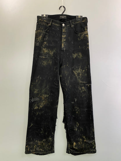 【中古品】【メンズ】 BALENCIAGA バレンシアガ SUPER DESTROYED BAGGY TD66 745248 TBP47 1363 スーパーデストロイ加工 バギーデニムパンツ ボトムス 152-251106-kk-20-min サイズ：XS カラー：ブラック 万代Net店