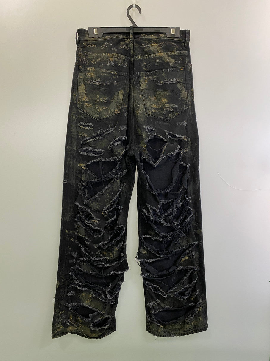 【中古品】【メンズ】 BALENCIAGA バレンシアガ SUPER DESTROYED BAGGY TD66 745248 TBP47 1363 スーパーデストロイ加工 バギーデニムパンツ ボトムス 152-251106-kk-20-min サイズ：XS カラー：ブラック 万代Net店