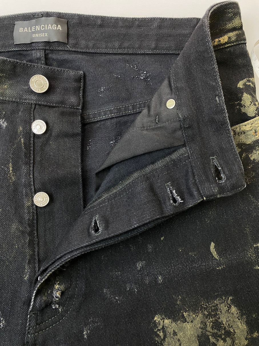 【中古品】【メンズ】 BALENCIAGA バレンシアガ SUPER DESTROYED BAGGY TD66 745248 TBP47 1363 スーパーデストロイ加工 バギーデニムパンツ ボトムス 152-251106-kk-20-min サイズ：XS カラー：ブラック 万代Net店