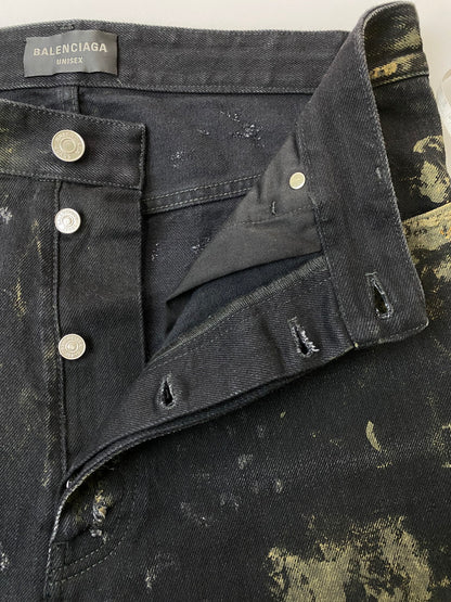【中古品】【メンズ】 BALENCIAGA バレンシアガ SUPER DESTROYED BAGGY TD66 745248 TBP47 1363 スーパーデストロイ加工 バギーデニムパンツ ボトムス 152-251106-kk-20-min サイズ：XS カラー：ブラック 万代Net店