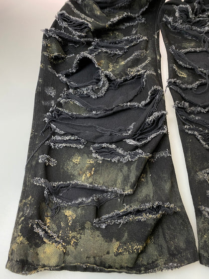 【中古品】【メンズ】 BALENCIAGA バレンシアガ SUPER DESTROYED BAGGY TD66 745248 TBP47 1363 スーパーデストロイ加工 バギーデニムパンツ ボトムス 152-251106-kk-20-min サイズ：XS カラー：ブラック 万代Net店