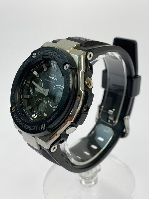 【中古品】【メンズ】 G-SHOCK ジーショック MID SIZE SERIES G-STEEL ANALOG DIGITAL GST-W300-1AJF ミッドサイズ シリーズ ジースチール アナログデジタル 腕時計 196-251112-jt-09-min カラー：ブラック/スチール 万代Net店