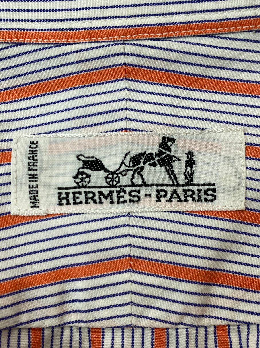 【現状渡し品】【メンズ】 HERMES エルメス 70-80S STRIPE L S SHIRT ストライプシャツ トップス 141-251102-zi-09-min サイズ：38 万代Net店