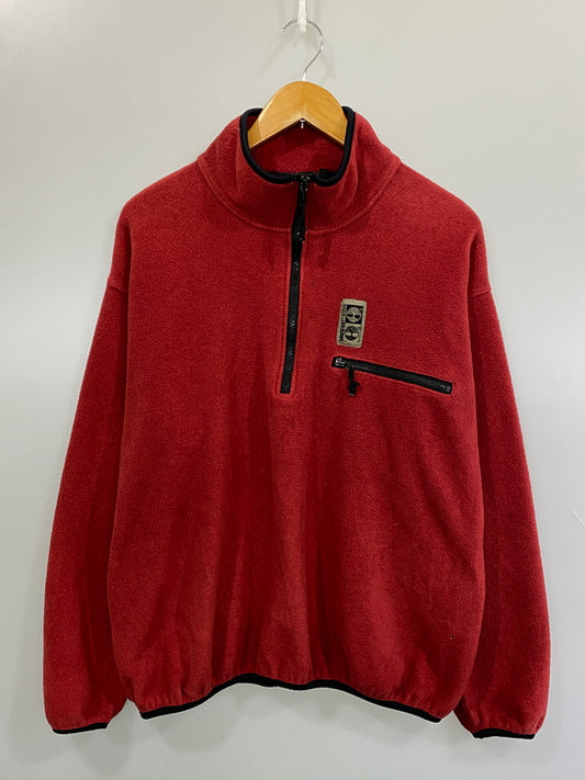 【現状渡し品】【メンズ】 TIMBERLAND ティンバーランド 80S 90S USA製 HALF‐ZIP FLEECE ハーフジップフリース トップス 146-260813-ta-04-min サイズ：S カラー：レッド 万代Net店