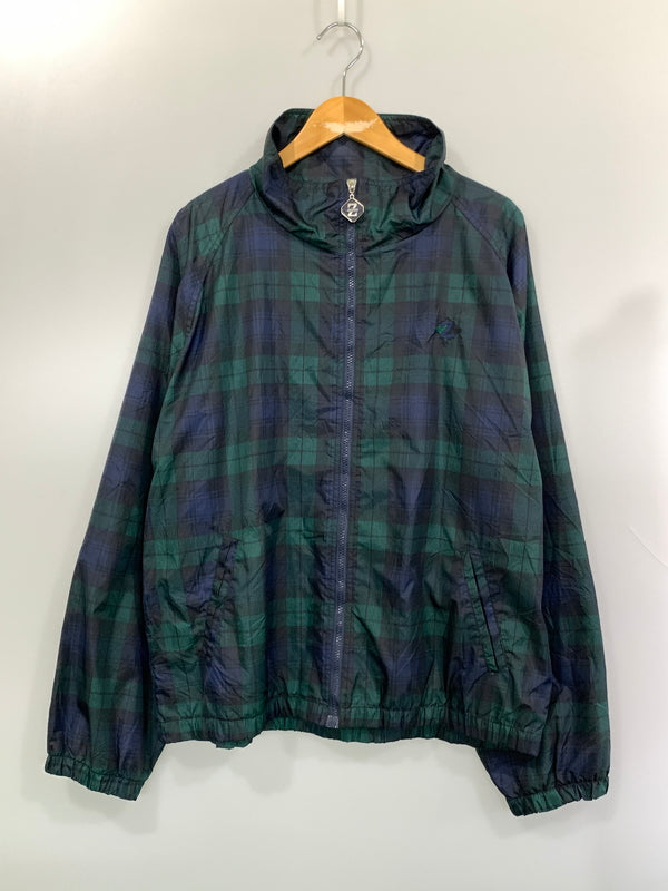 【中古品】【メンズ】 JEEZERS ジャージーズ 90S 90年代 ロゴ刺繍チェック柄 スタンドカラー ナイロンジャケット ヴィンテージ ライト アウター 146-260804-hu-34-min サイズ：L カラー：グリーン系（チェック柄） 万代Net店