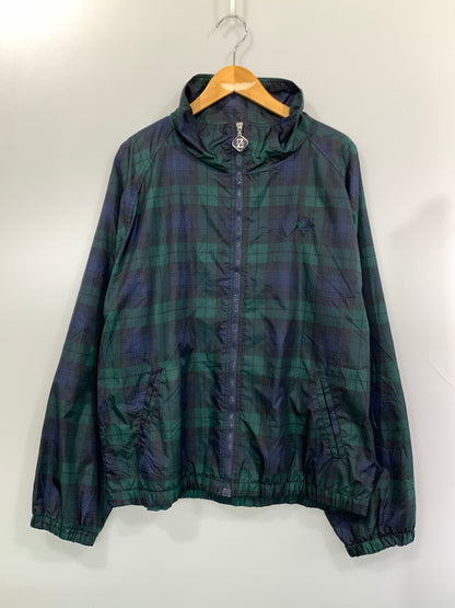 【中古品】【メンズ】 JEEZERS ジャージーズ 90S 90年代 ロゴ刺繍チェック柄 スタンドカラー ナイロンジャケット ヴィンテージ ライト アウター 146-260804-hu-34-min サイズ：L カラー：グリーン系（チェック柄） 万代Net店