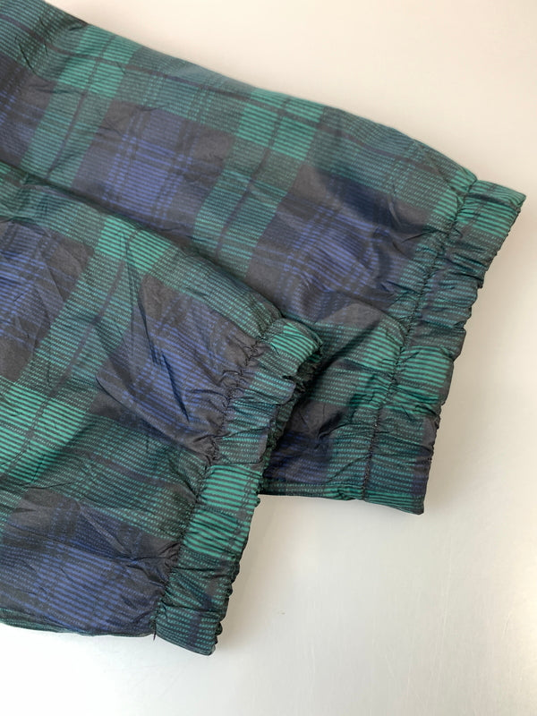 【中古品】【メンズ】 JEEZERS ジャージーズ 90S 90年代 ロゴ刺繍チェック柄 スタンドカラー ナイロンジャケット ヴィンテージ ライト アウター 146-260804-hu-34-min サイズ：L カラー：グリーン系（チェック柄） 万代Net店
