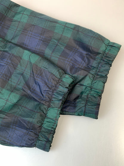 【中古品】【メンズ】 JEEZERS ジャージーズ 90S 90年代 ロゴ刺繍チェック柄 スタンドカラー ナイロンジャケット ヴィンテージ ライト アウター 146-260804-hu-34-min サイズ：L カラー：グリーン系（チェック柄） 万代Net店