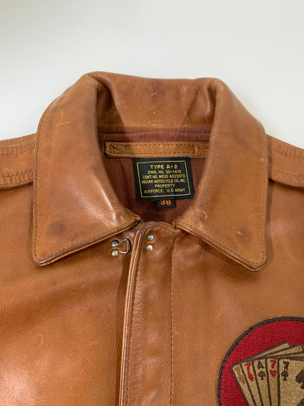 【現状渡し品】【メンズ】 INDIAN MOTORCYCLE インディアン モーターサイクル A-2 FLIGHT JACKET フライトジャケット レザー メンズ アウター 145-251109-em-18-min サイズ：38 カラー：ブラウン 万代Net店