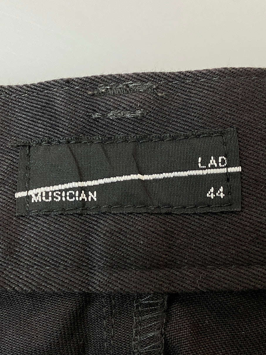 【中古品】【メンズ】 LAD MUSICIAN ラッドミュージシャン 20SS WEPON STRETCH 2T TAPERED WIDE 2120-504 ウエポン ストレッチ 2タック テーパード ワイドパンツ ボトムス 151-251106-kk-81-min サイズ：44 カラー：ブラック 万代Net店