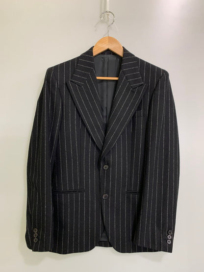 【中古品】【メンズ】 WACKO MARIA ワコマリア WOOL STRIPE JACKET 09AW-TAI-14 ウール ストライプ ジャケット メンズ アウター ２つボタン シングル 142-251109-em-02-min サイズ：M カラー：ブラック（ストライプ柄） 万代Net店