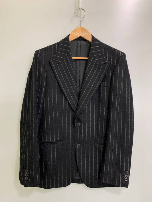 【中古品】【メンズ】 WACKO MARIA ワコマリア WOOL STRIPE JACKET 09AW-TAI-14 ウール ストライプ ジャケット メンズ アウター ２つボタン シングル 142-251109-em-02-min サイズ：M カラー：ブラック（ストライプ柄） 万代Net店