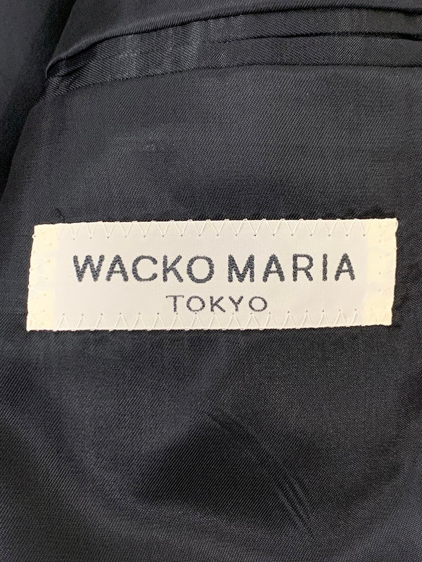 【中古品】【メンズ】 WACKO MARIA ワコマリア WOOL STRIPE JACKET 09AW-TAI-14 ウール ストライプ ジャケット メンズ アウター ２つボタン シングル 142-251109-em-02-min サイズ：M カラー：ブラック（ストライプ柄） 万代Net店