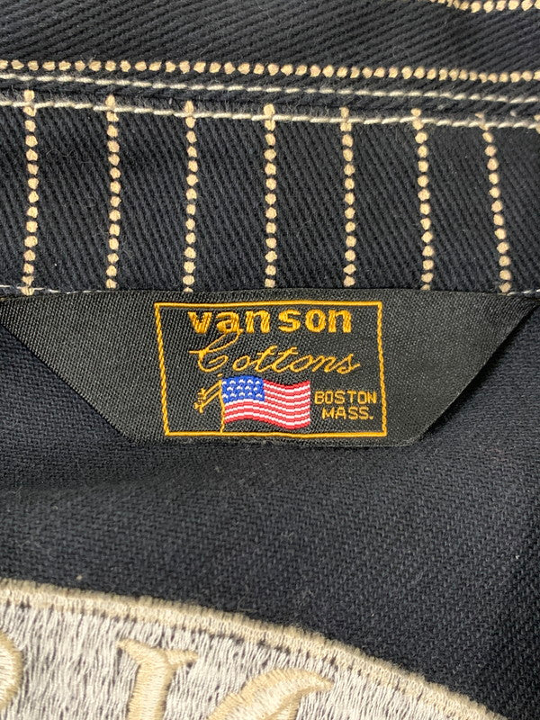 【中古品】【メンズ】 VANSON バイソン COVERALL カバーオール メンズ ジャンプスーツ つなぎ ストライプ アウター コットン 156-251109-em-17-min サイズ：XXL カラー：ブラック（ストライプ柄） 万代Net店