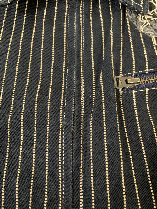 【中古品】【メンズ】 VANSON バイソン COVERALL カバーオール メンズ ジャンプスーツ つなぎ ストライプ アウター コットン 156-251109-em-17-min サイズ：XXL カラー：ブラック（ストライプ柄） 万代Net店