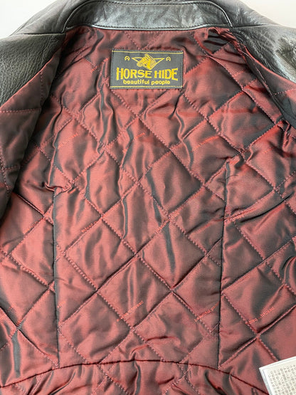 【中古品】【レディース】 beautiful people ビューティフルピープル HORSE HIDE DOUBLE RIDERS JACKET 1231402008 ホースハイド ダブルライダースジャケット アウター レザージャケット 140-251106-kk-59-min サイズ：36 カラー：ブラック 万代Net店