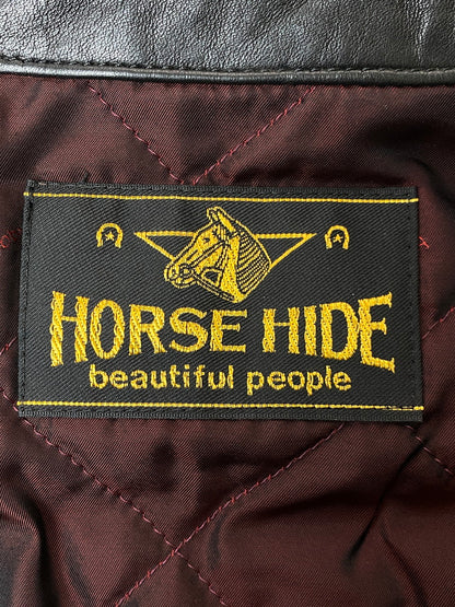 【中古品】【レディース】 beautiful people ビューティフルピープル HORSE HIDE DOUBLE RIDERS JACKET 1231402008 ホースハイド ダブルライダースジャケット アウター レザージャケット 140-251106-kk-59-min サイズ：36 カラー：ブラック 万代Net店