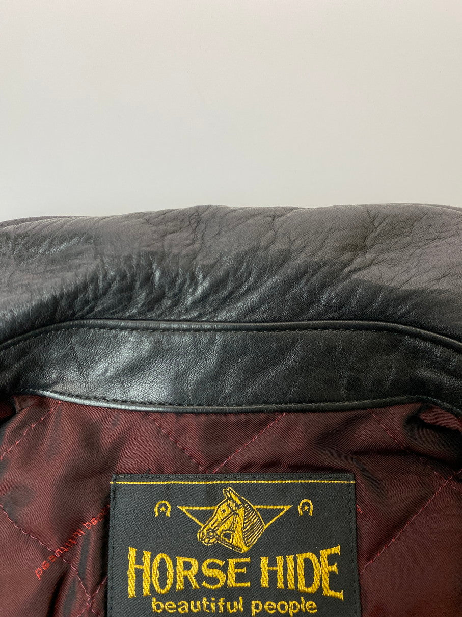 【中古品】【レディース】 beautiful people ビューティフルピープル HORSE HIDE DOUBLE RIDERS JACKET 1231402008 ホースハイド ダブルライダースジャケット アウター レザージャケット 140-251106-kk-59-min サイズ：36 カラー：ブラック 万代Net店