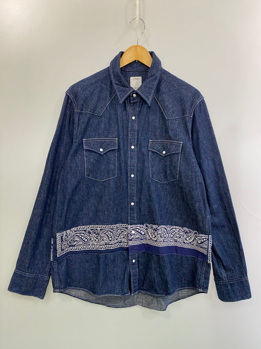 【中古品】【メンズ】 17AW BANDANA BORDER SHIRT ONE WASH 0117205007003 バンダナ ボーダーシャツ ワンウォッシュ 長袖 トップス 142-251106-kk-60-min サイズ：5 カラー：インディゴ 万代Net店