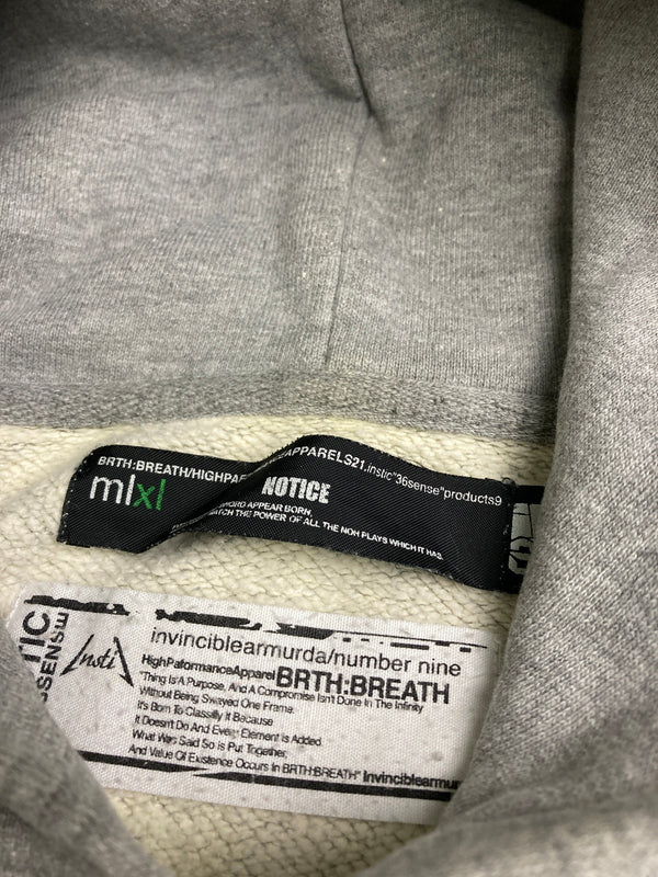 【中古品】【メンズ】 NUMBER(N)INE ナンバーナイン × invinciblearmurda インビンシブルアルマダ PULLOVER HOODIE プルオーバーフーディートップス パーカー 140-251110-kk-19-min サイズ：XL カラー：グレー 万代Net店