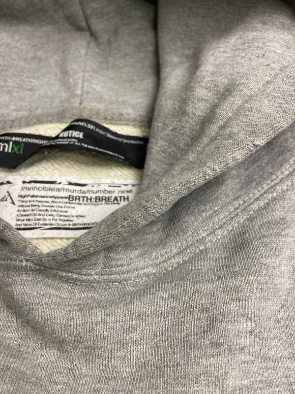【中古品】【メンズ】 NUMBER(N)INE ナンバーナイン × invinciblearmurda インビンシブルアルマダ PULLOVER HOODIE プルオーバーフーディートップス パーカー 140-251110-kk-19-min サイズ：XL カラー：グレー 万代Net店