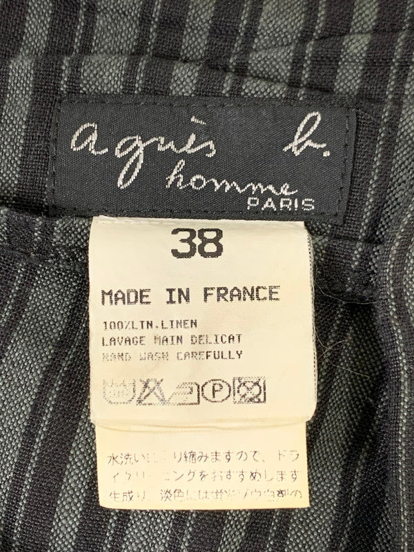 【中古品】【メンズ】 AGNESB HOMME アニエスベーオム HEMP STRIPE PANT ストライプパンツ ボトムス 152-251112-ks-28-min サイズ：38 カラー：ブラック/グレー 万代Net店