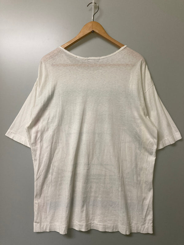 【現状渡し品】【メンズ】 ISSEY MIYAKE MEN イッセイミヤケ メン × TOMIO MOHRI トミオ モウリ 別注 コラボ 80's S/S PRINT TEE VINTAGE 80年代 ショートスリーブ プリントTシャツ 半袖 トップス ヴィンテージ 140-251110-kk-03-min サイズ：表記不明 下記参照 カラー：ホワイト 万代Net店