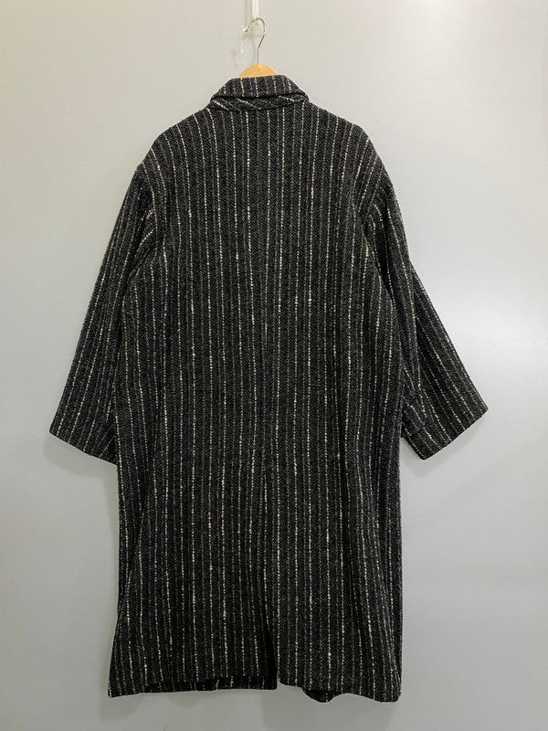 【中古品】【メンズ】 OLD JUN MEN オールド ジュン メン COAT ステンカラー コート アウター 146-260918-hu-35-min サイズ：M カラー：グレー/ホワイト（ストライプ） 万代Net店